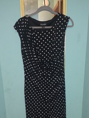 connected apparel Black & White Polka Dot Midi Dress